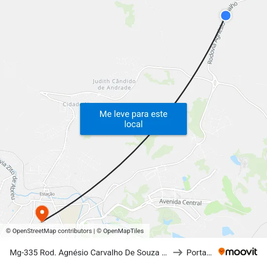 Mg-335 Rod. Agnésio Carvalho De Souza Km 83,0 Norte to Portaria 2 map