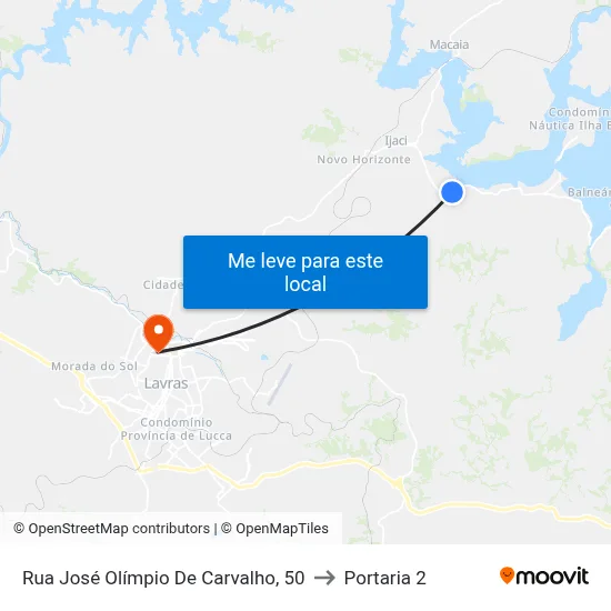 Rua José Olímpio De Carvalho, 50 to Portaria 2 map