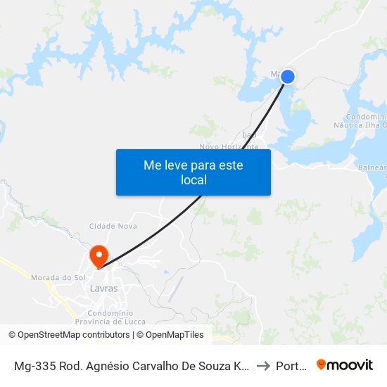 Mg-335 Rod. Agnésio Carvalho De Souza Km 73,1 Sul | Entr. Macaia to Portaria 2 map