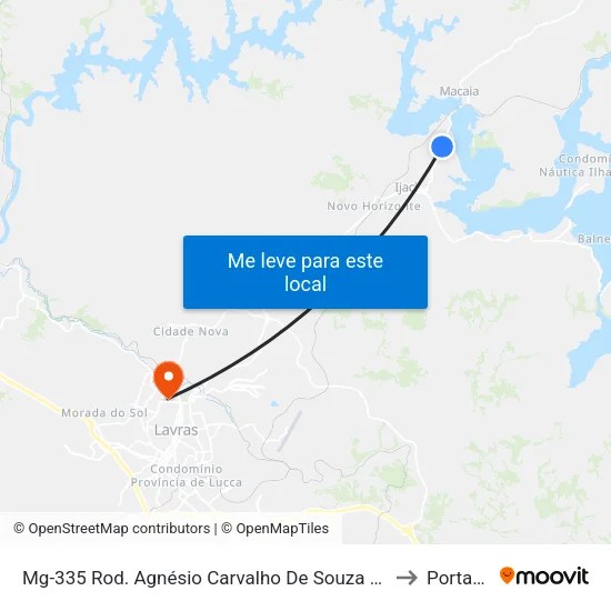 Mg-335 Rod. Agnésio Carvalho De Souza Km 75,1 Norte to Portaria 2 map