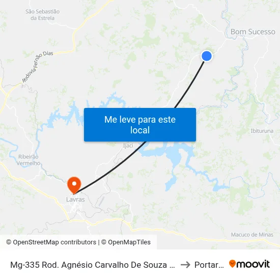 Mg-335 Rod. Agnésio Carvalho De Souza Km 57,9 Sul to Portaria 2 map