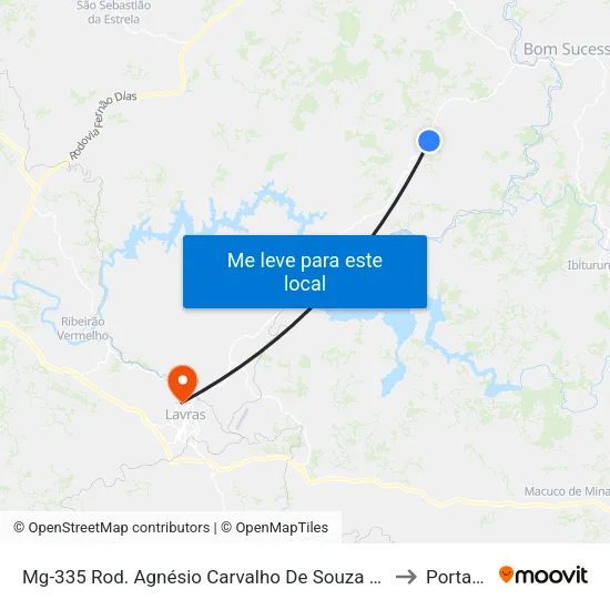 Mg-335 Rod. Agnésio Carvalho De Souza Km 62,6 Norte to Portaria 2 map