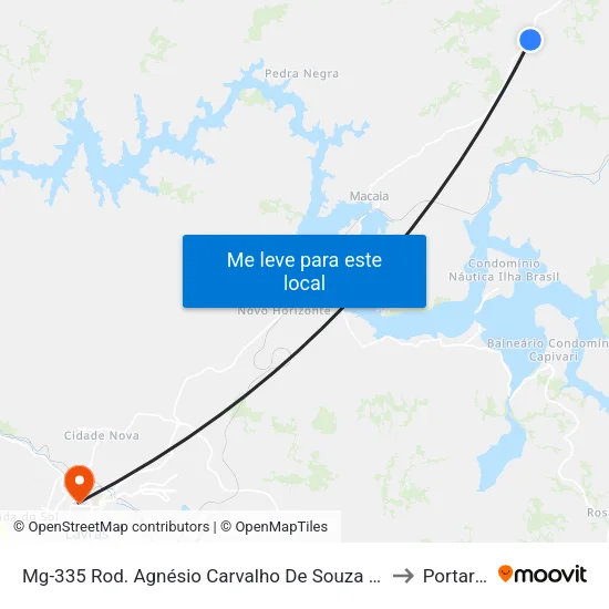 Mg-335 Rod. Agnésio Carvalho De Souza Km 65,2 Sul to Portaria 2 map