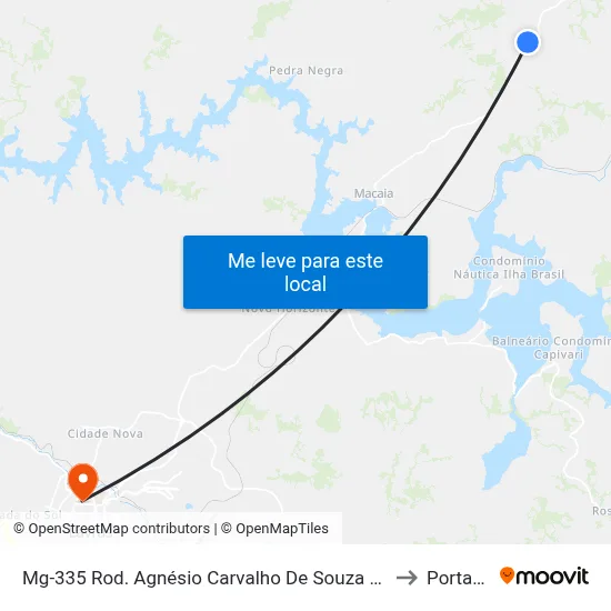 Mg-335 Rod. Agnésio Carvalho De Souza Km 65,5 Norte to Portaria 2 map