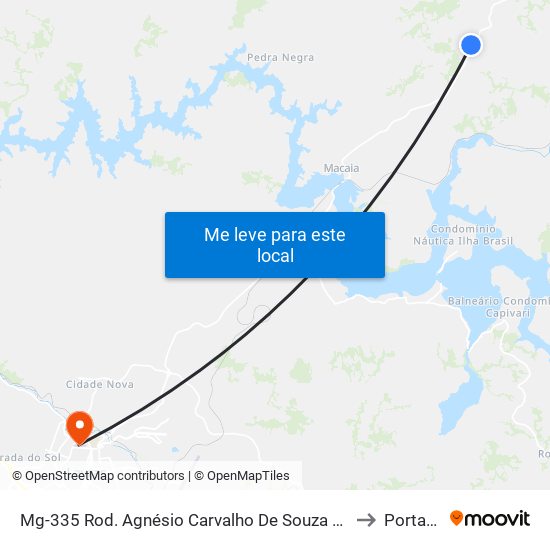 Mg-335 Rod. Agnésio Carvalho De Souza Km 66,1 Norte to Portaria 2 map