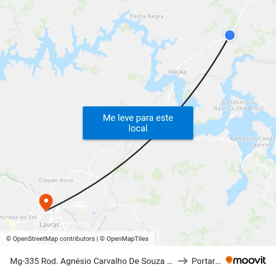 Mg-335 Rod. Agnésio Carvalho De Souza Km 68,2 Sul to Portaria 2 map