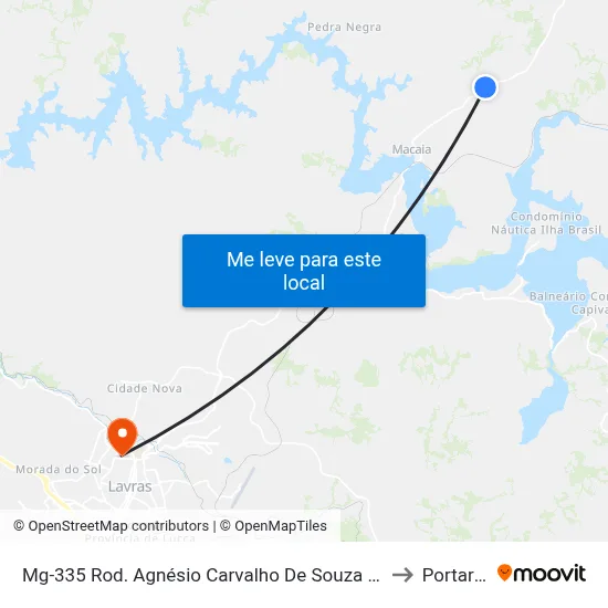 Mg-335 Rod. Agnésio Carvalho De Souza Km 69,6 Sul to Portaria 2 map