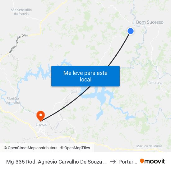 Mg-335 Rod. Agnésio Carvalho De Souza Km 55,3 Sul to Portaria 2 map