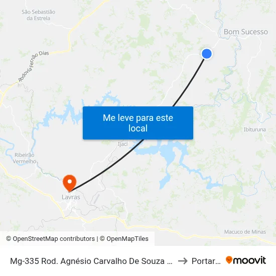 Mg-335 Rod. Agnésio Carvalho De Souza Km 57,0 Sul to Portaria 2 map