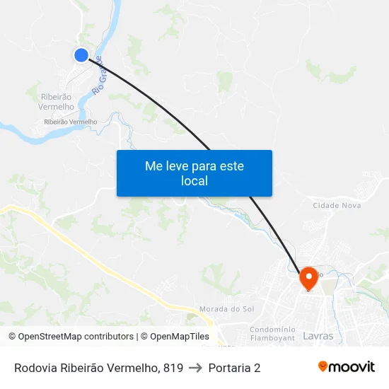 Rodovia Ribeirão Vermelho, 819 to Portaria 2 map