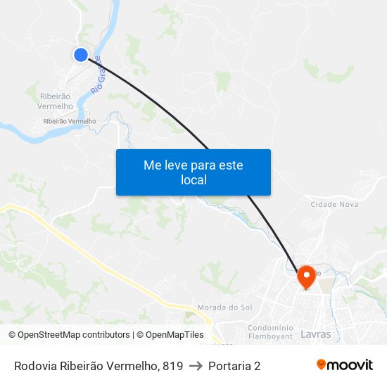 Rodovia Ribeirão Vermelho, 819 to Portaria 2 map