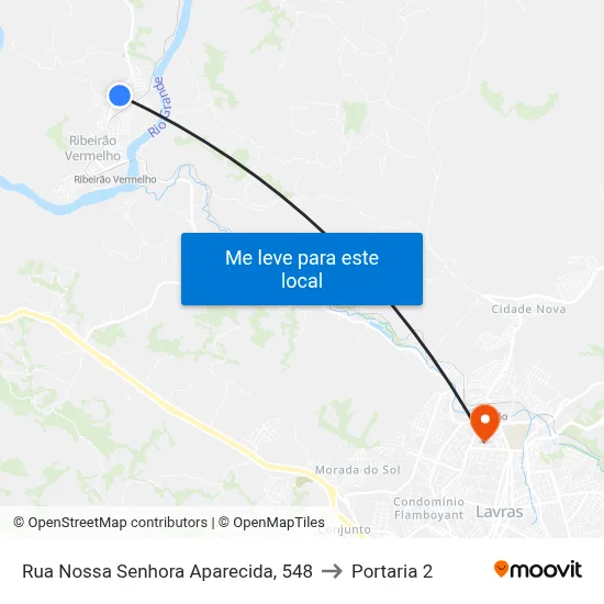Rua Nossa Senhora Aparecida, 548 to Portaria 2 map