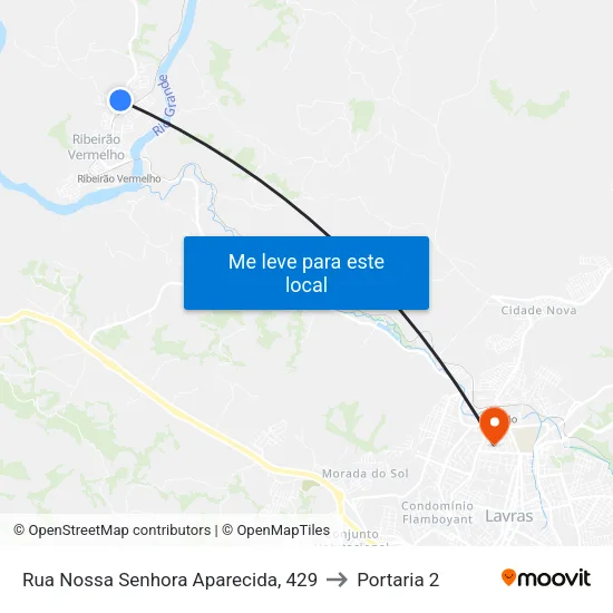 Rua Nossa Senhora Aparecida, 429 to Portaria 2 map