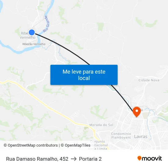 Rua Damaso Ramalho, 452 to Portaria 2 map
