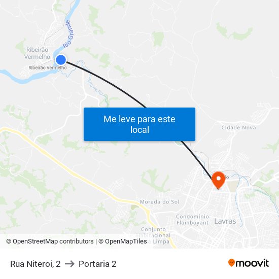 Rua Niteroi, 2 to Portaria 2 map
