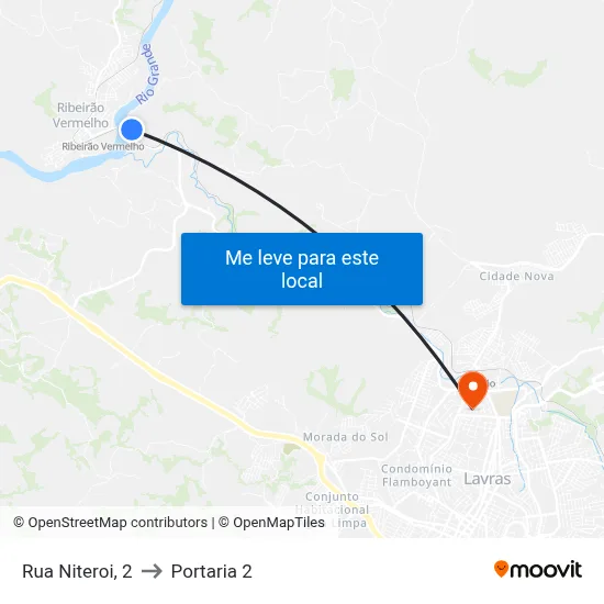 Rua Niteroi, 2 to Portaria 2 map