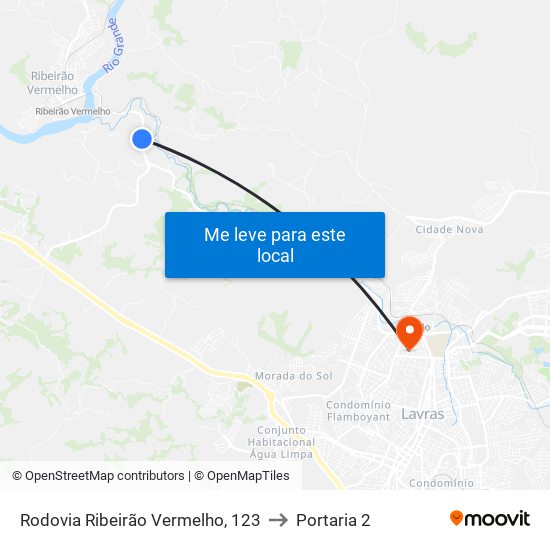 Rodovia Ribeirão Vermelho, 123 to Portaria 2 map