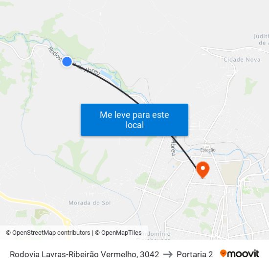 Rodovia Lavras-Ribeirão Vermelho, 3042 to Portaria 2 map