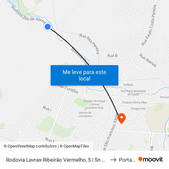 Rodovia Lavras-Ribeirão Vermelho, 5 | Sn Concretos E Britas to Portaria 2 map