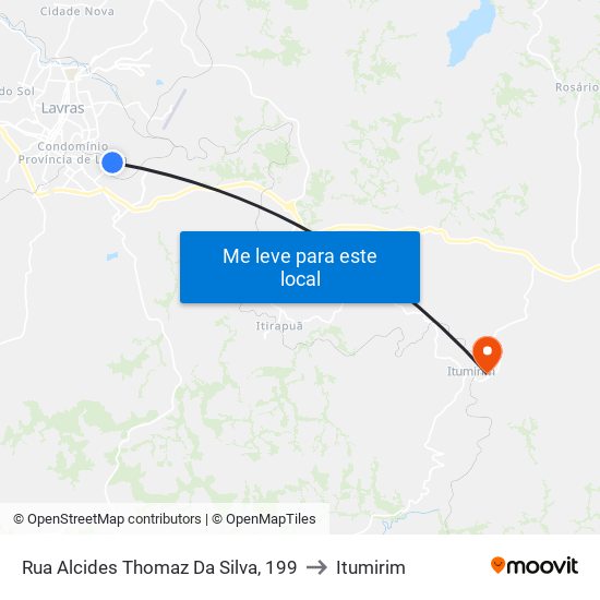 Rua Alcides Thomaz Da Silva, 199 to Itumirim map