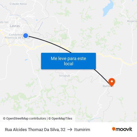 Rua Alcides Thomaz Da Silva, 32 to Itumirim map
