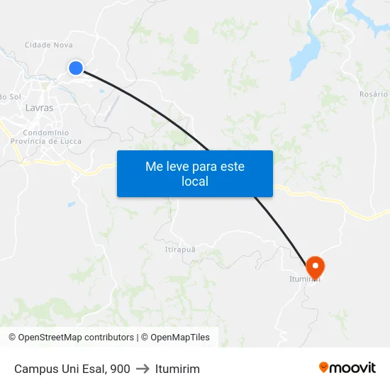 Campus Uni Esal, 900 to Itumirim map