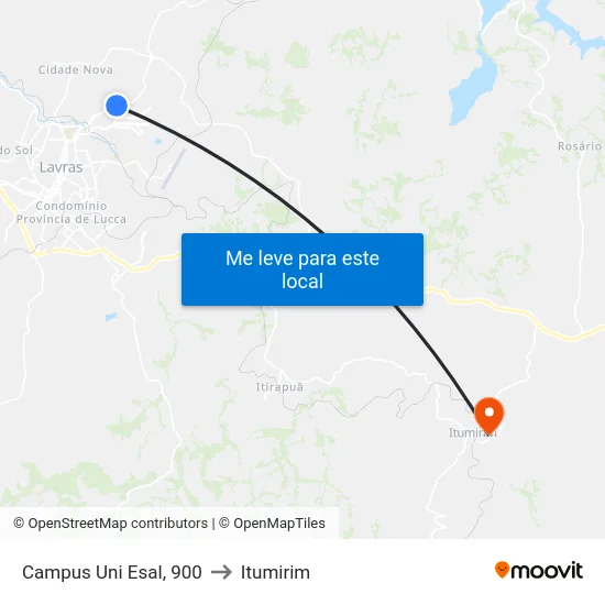 Campus Uni Esal, 900 to Itumirim map
