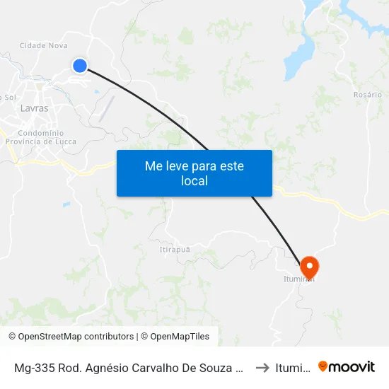 Mg-335 Rod. Agnésio Carvalho De Souza Km 86,0 Sul to Itumirim map