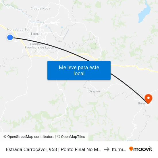 Estrada Carroçável, 958 | Ponto Final No Mundo Novo to Itumirim map
