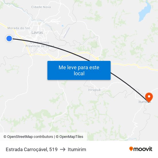 Estrada Carroçável, 519 to Itumirim map