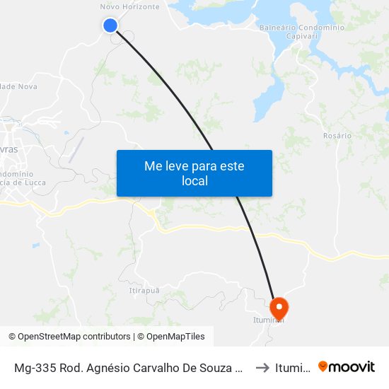 Mg-335 Rod. Agnésio Carvalho De Souza Km 80,0 Sul to Itumirim map