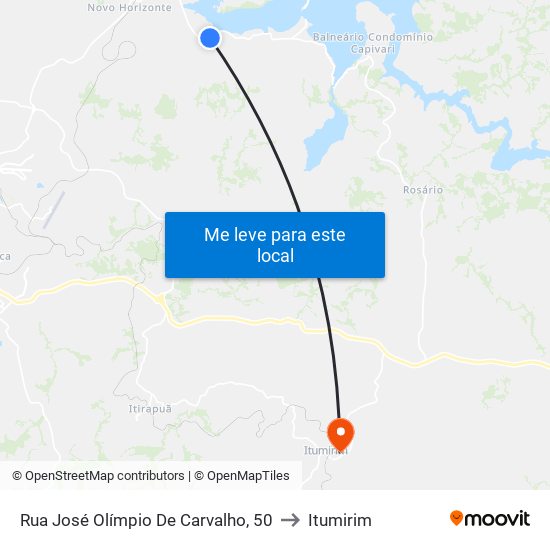 Rua José Olímpio De Carvalho, 50 to Itumirim map