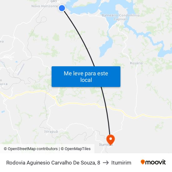 Rodovia Aguinesio Carvalho De Souza, 8 to Itumirim map