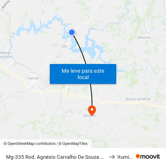 Mg-335 Rod. Agnésio Carvalho De Souza Km 72,7 Sul to Itumirim map