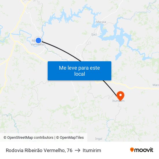 Rodovia Ribeirão Vermelho, 76 to Itumirim map