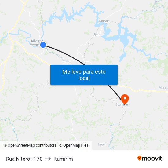Rua Niteroi, 170 to Itumirim map