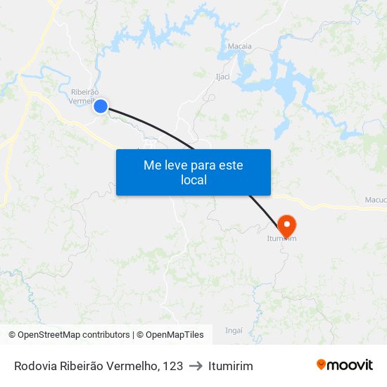 Rodovia Ribeirão Vermelho, 123 to Itumirim map