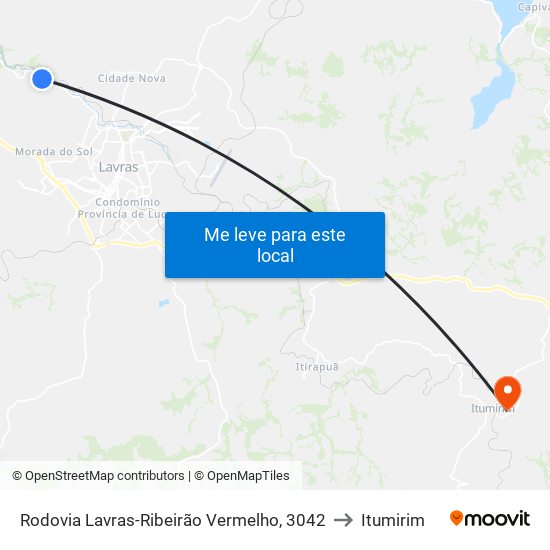 Rodovia Lavras-Ribeirão Vermelho, 3042 to Itumirim map