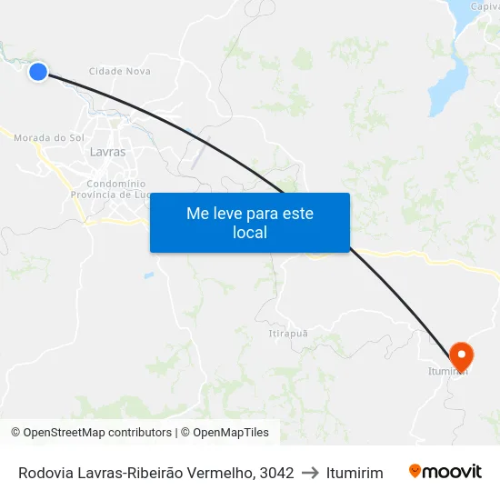 Rodovia Lavras-Ribeirão Vermelho, 3042 to Itumirim map