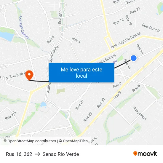 Rua 16, 362 to Senac Rio Verde map