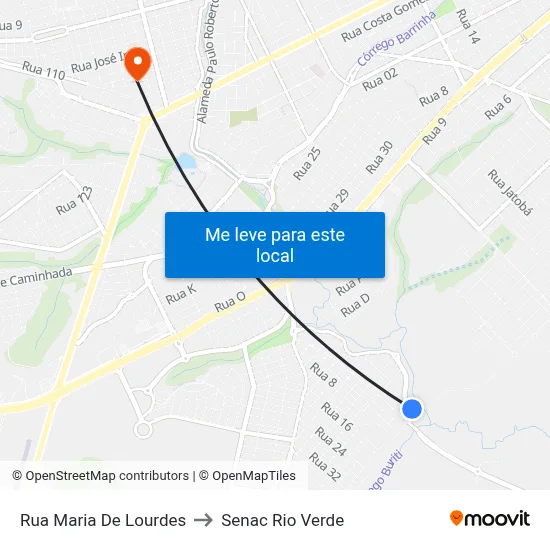 Rua Maria De Lourdes to Senac Rio Verde map