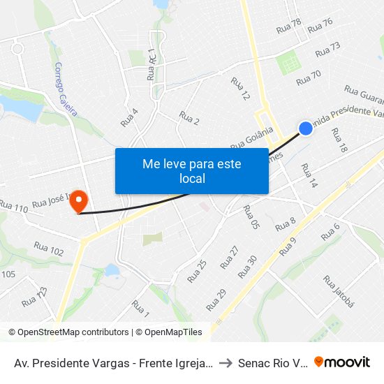 Av. Presidente Vargas  - Frente Igreja Universal to Senac Rio Verde map