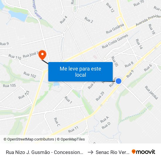 Rua Nizo J. Gusmão - Concessionárias to Senac Rio Verde map