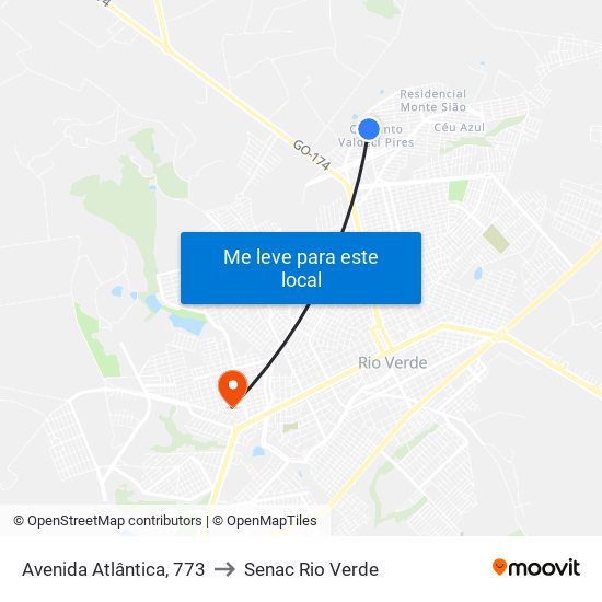 Avenida Atlântica, 773 to Senac Rio Verde map