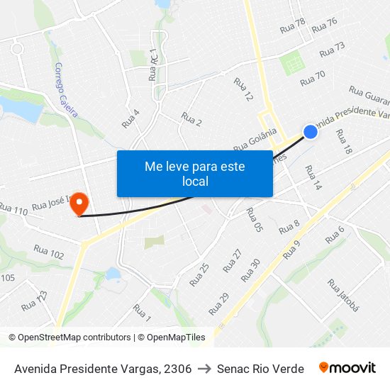 Avenida Presidente Vargas, 2306 to Senac Rio Verde map