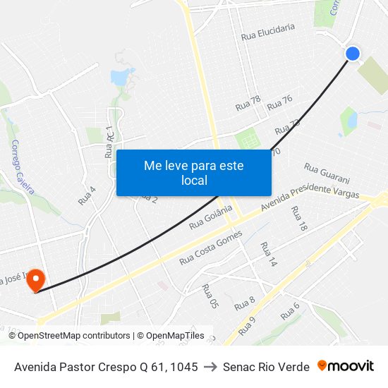 Avenida Pastor Crespo Q 61, 1045 to Senac Rio Verde map