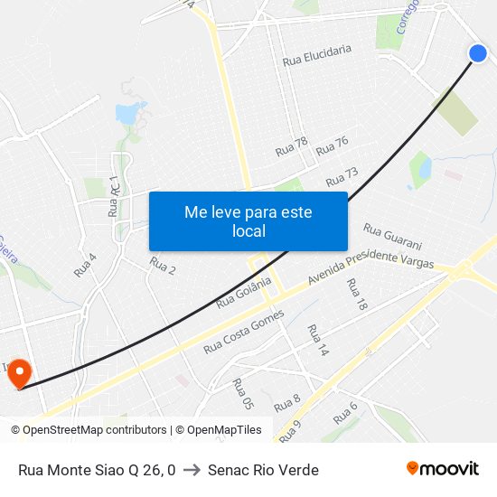Rua Monte Siao Q 26, 0 to Senac Rio Verde map