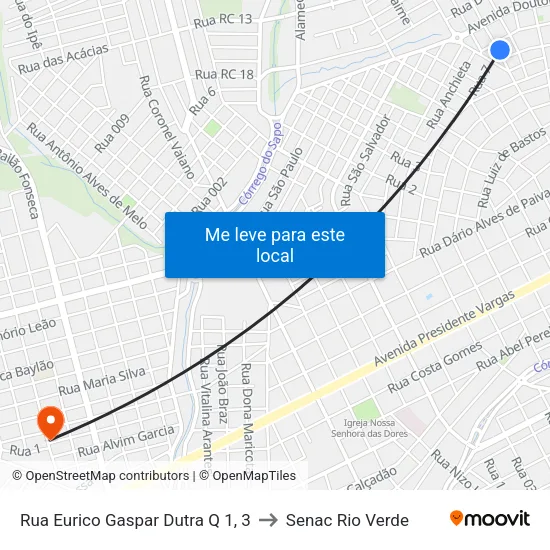 Rua Brasilino Leão to Senac Rio Verde map