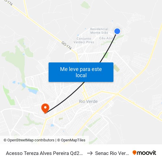 Acesso Tereza Alves Pereira Qd28, 2 to Senac Rio Verde map