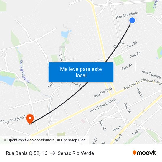 Rua Bahia Q 52, 16 to Senac Rio Verde map